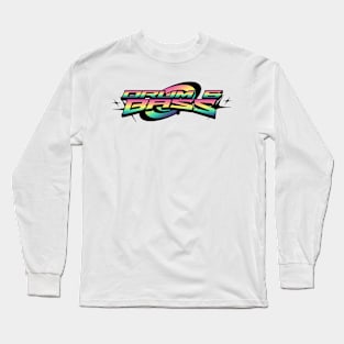 DRUM AND BASS  - Rainbow Y2K Chest Logo (black/green/purple) Long Sleeve T-Shirt